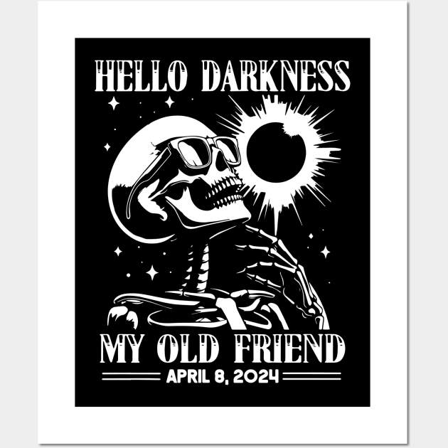 "Hello Darkness My Old Friend" Skeleton & Solar Eclipse Wall Art by FlawlessSeams